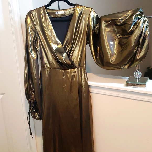 Metallic Maxi Dress Bronze/Gold by Ani Ti - Picture 2 of 9